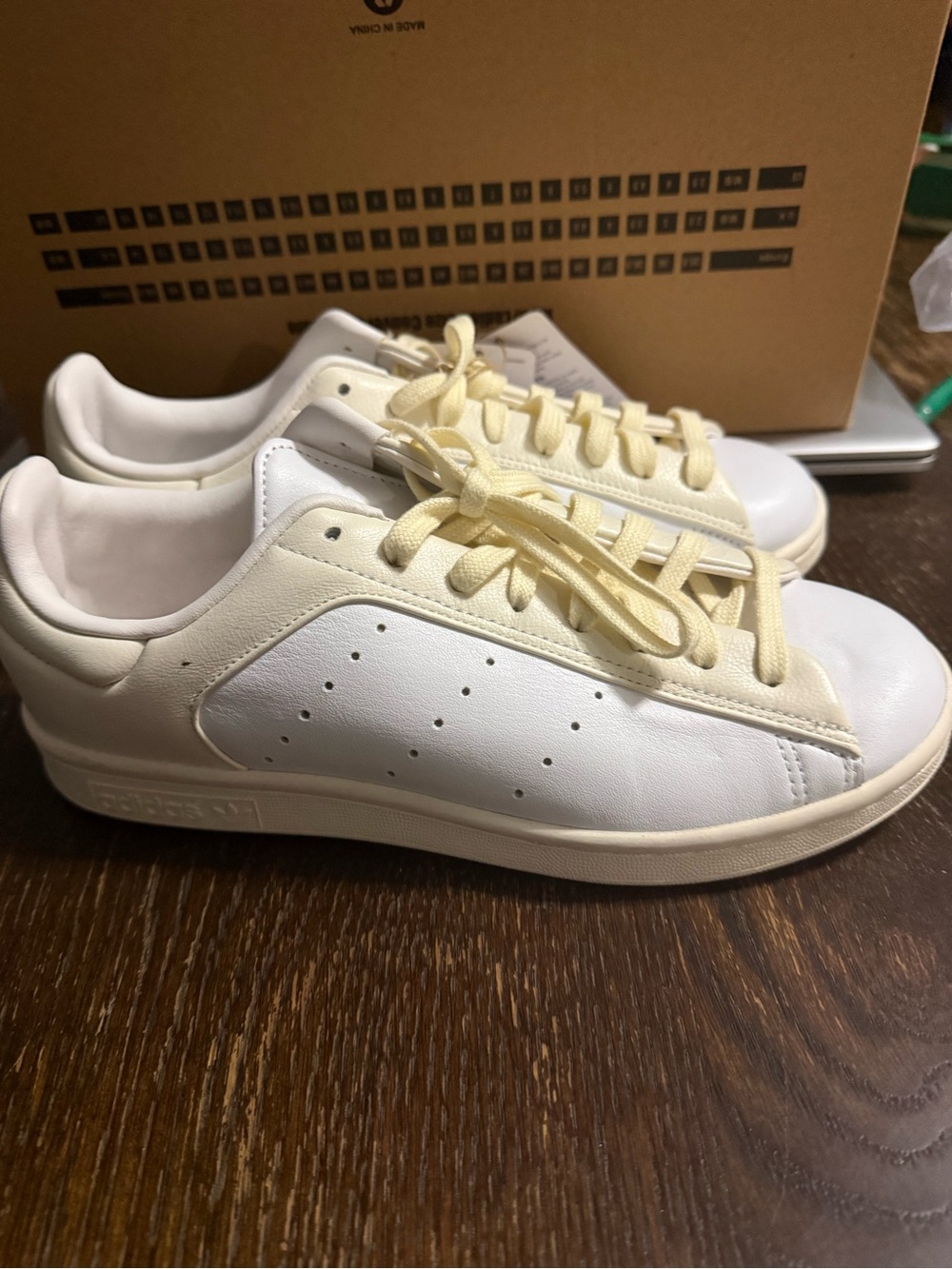 adidas White and Cream Low-Top Athletic Sneakers